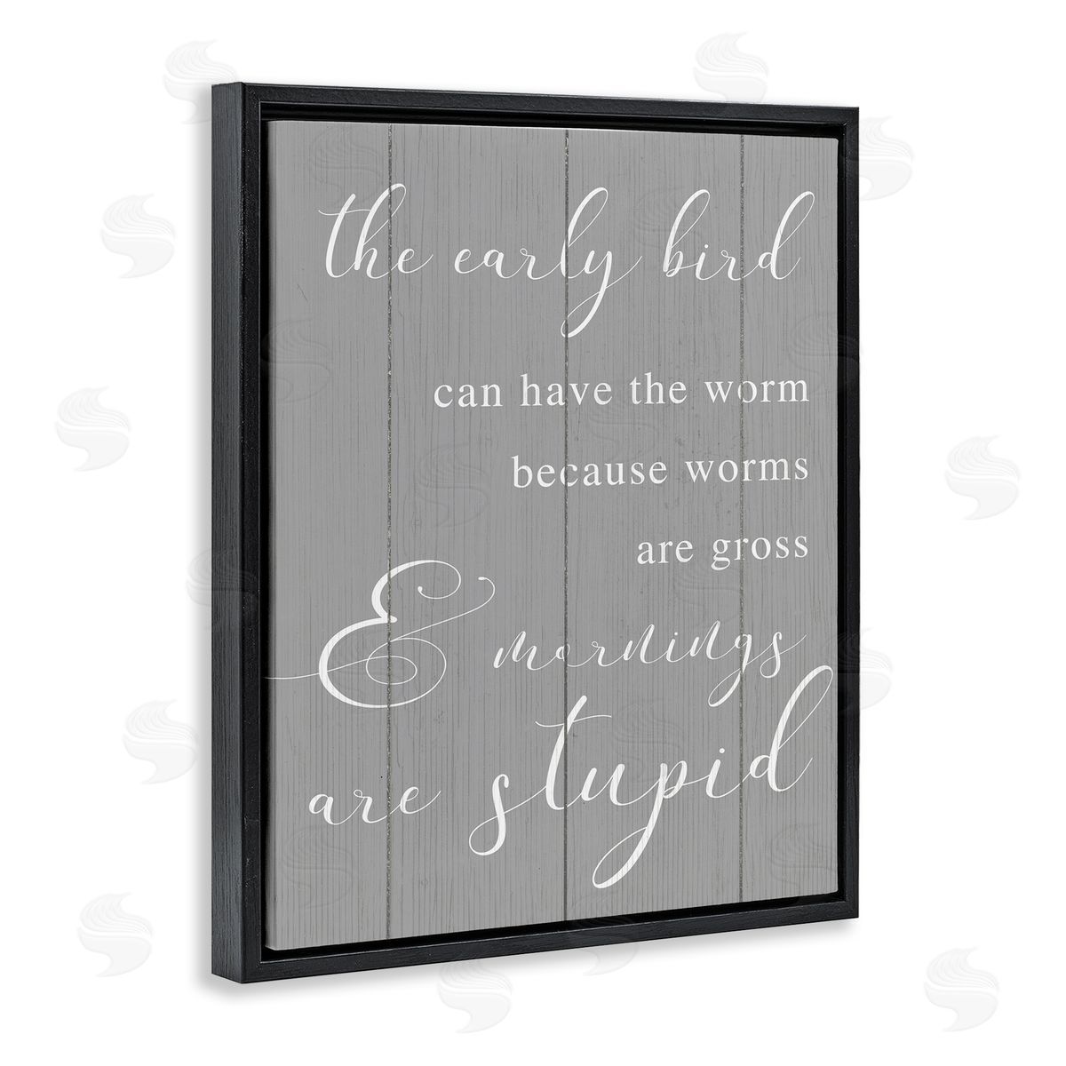 Early Bird Gets Worm Parody Black Floating Frame Canvas Wall Art, Home Decor by Stupell Studio