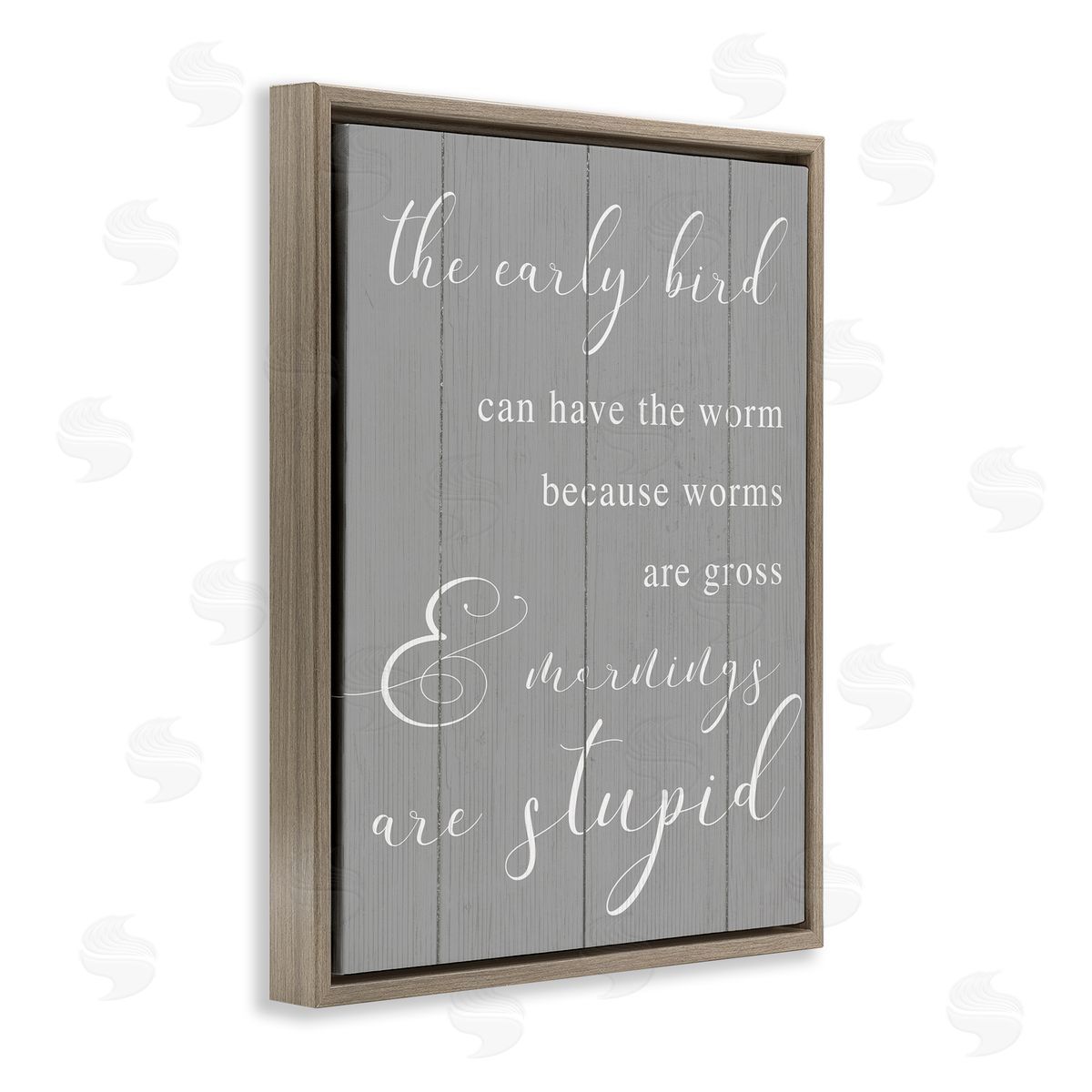 Early Bird Gets Worm Parody Brown Floating Frame Canvas Wall Art, Home Decor by Stupell Studio
