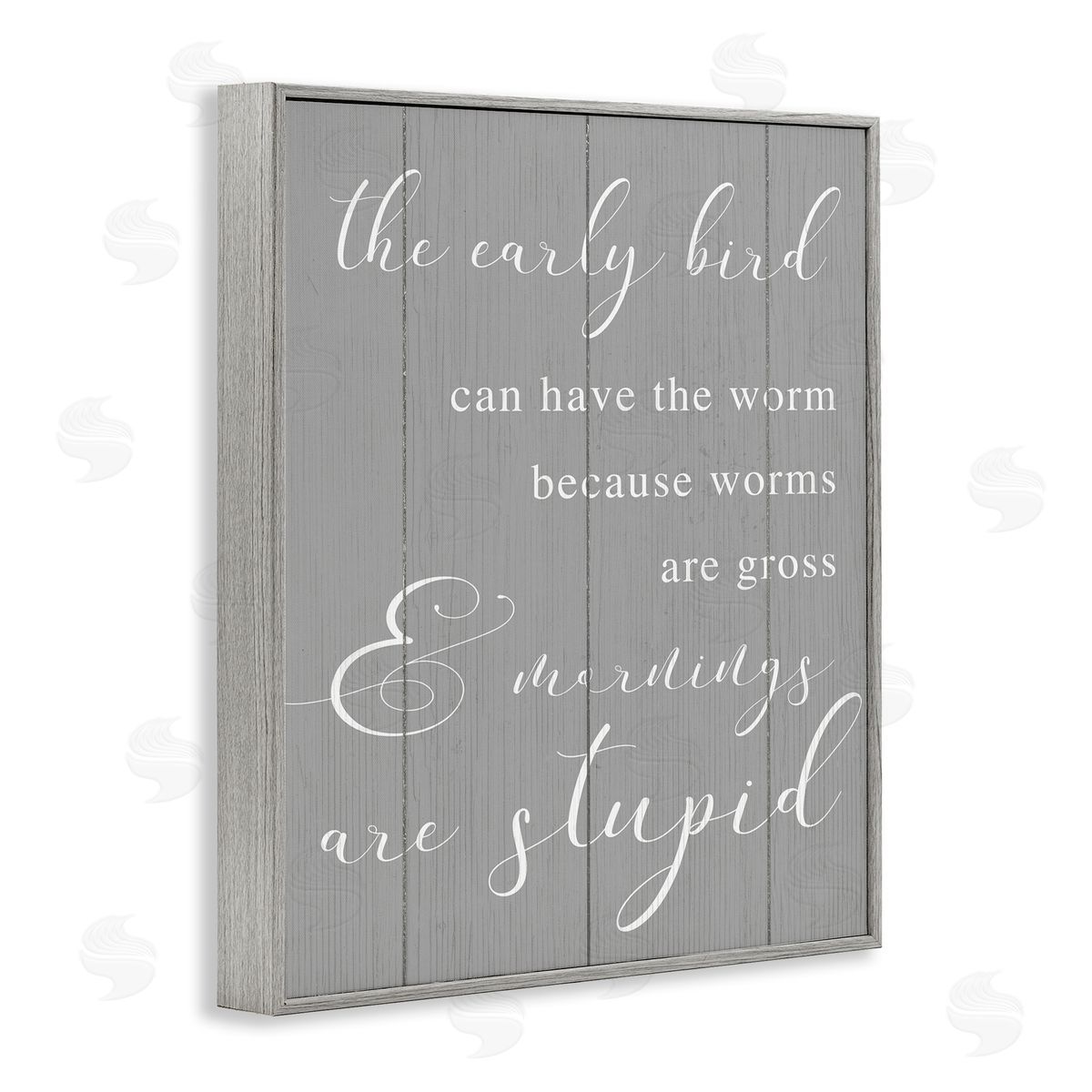 Early Bird Gets Worm Parody Grey Frame Print Wall Art, Home Decor by Stupell Studio