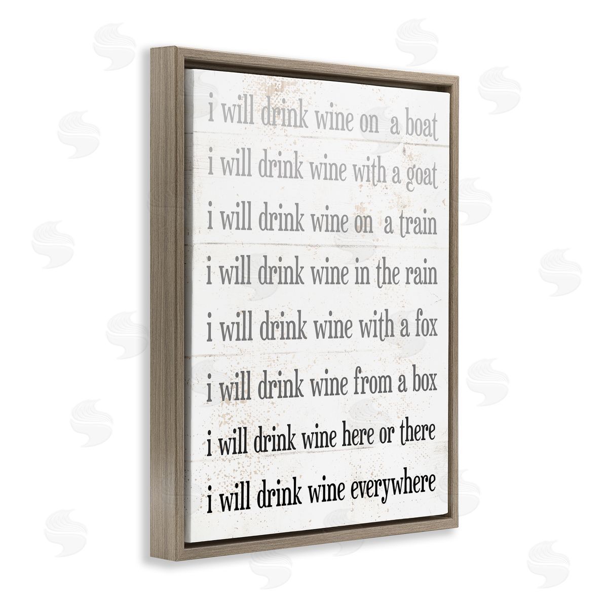 I Drink Wine Everywhere Phrase Brown Floating Frame Canvas Wall Art, Home Decor by Stupell Studio