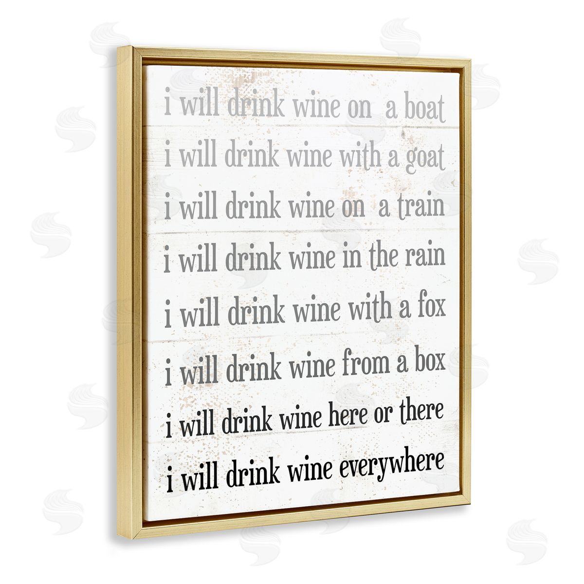 I Drink Wine Everywhere Phrase Gold Floating Frame Canvas Wall Art, Home Decor by Stupell Studio