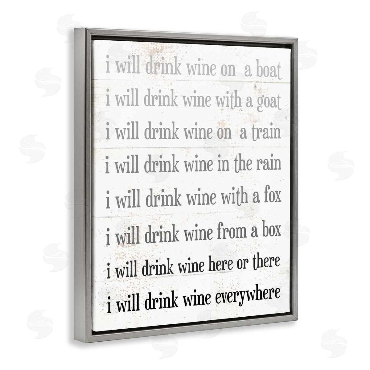 I Drink Wine Everywhere Phrase Grey Floating Frame Canvas Wall Art, Home Decor by Stupell Studio