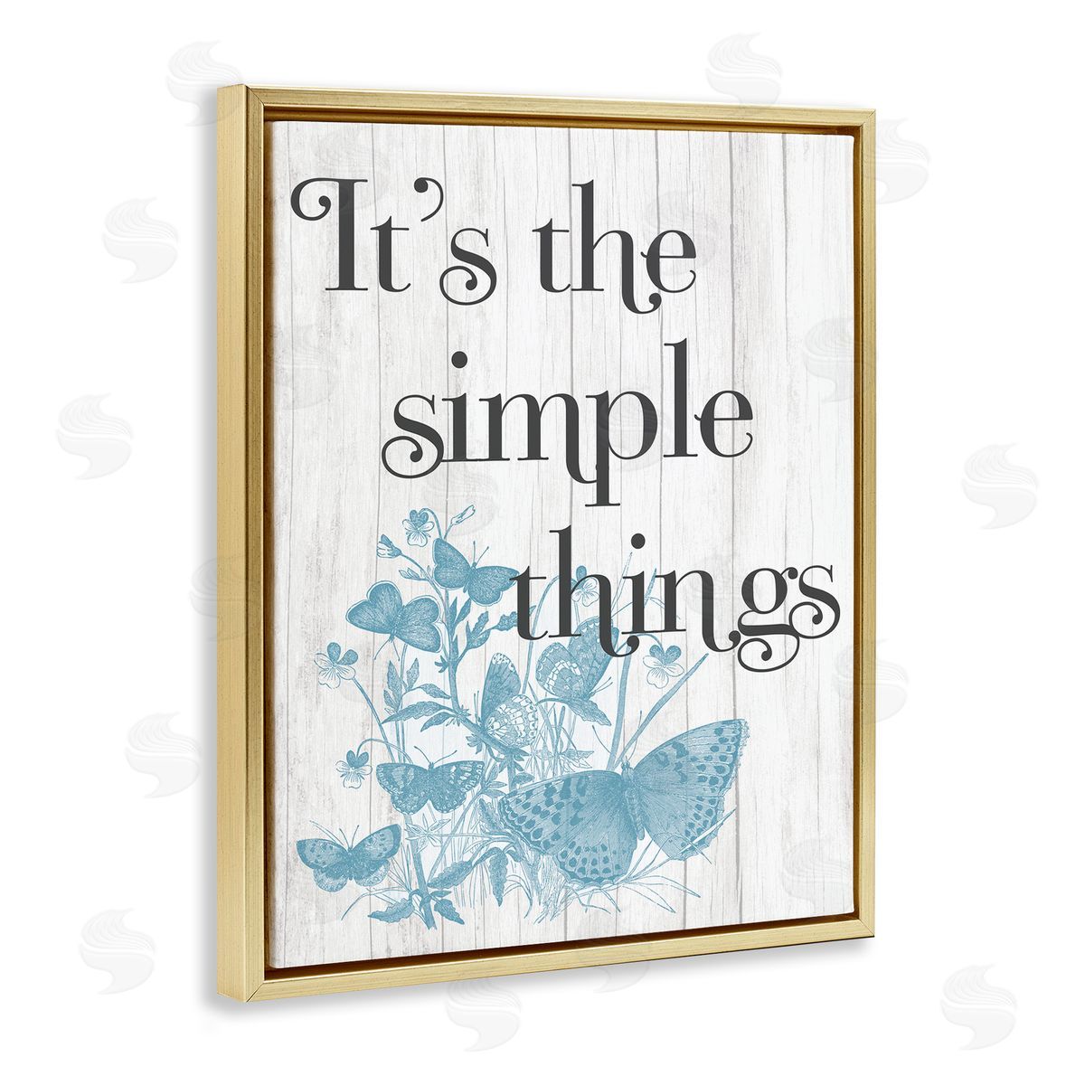 Simple Things Quote with Butterflies Gold Floating Frame Canvas Wall Art, Home Decor by Stupell Studio