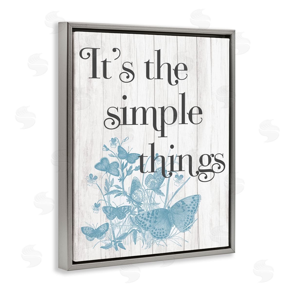 Simple Things Quote with Butterflies Grey Floating Frame Canvas Wall Art, Home Decor by Stupell Studio
