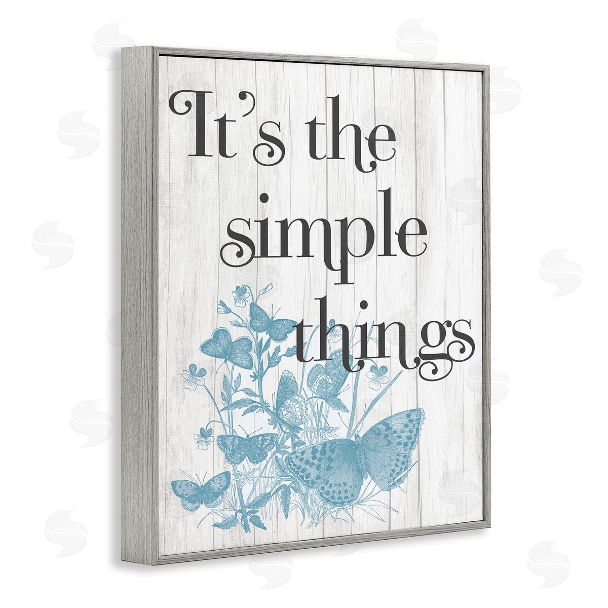 Simple Things Quote with Butterflies Grey Frame Print Wall Art, Home Decor by Stupell Studio