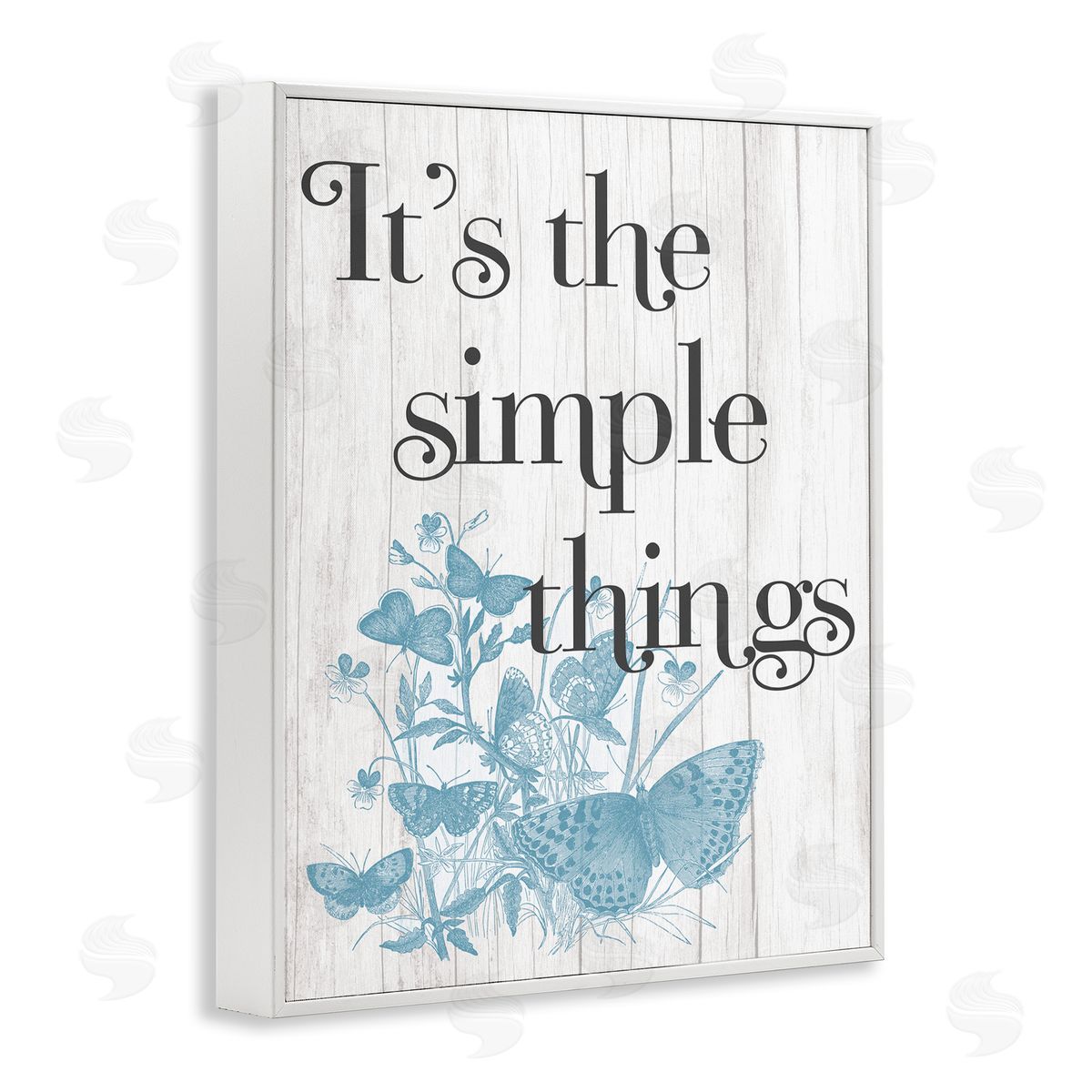 Simple Things Quote with Butterflies White Frame Print Wall Art, Home Decor by Stupell Studio