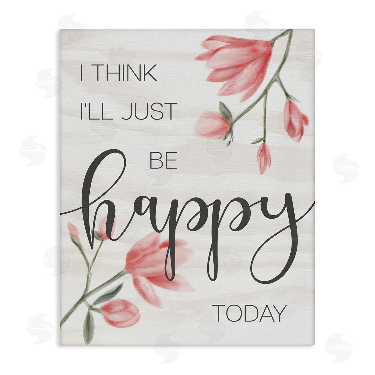 Floral Just Be Happy Inspirational Canvas Wall Art, Home Decor by Stupell Studio