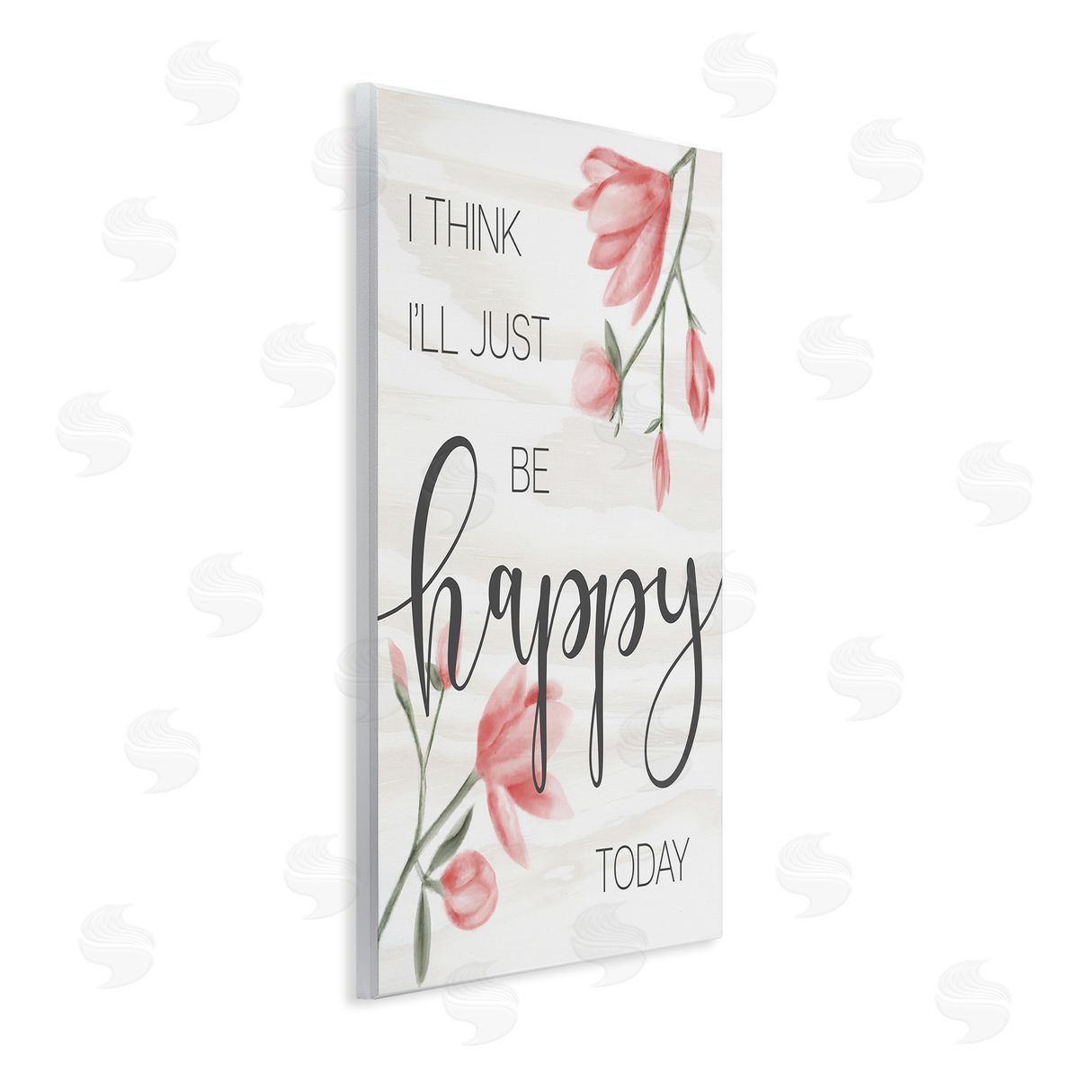 Floral Just Be Happy Inspirational Wood Plaque Wall Art, Home Decor by Stupell Studio