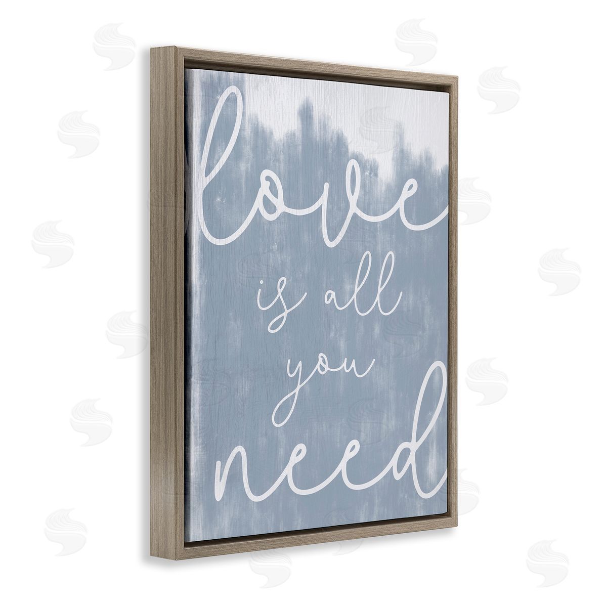 Love Is All You Blue Brown Floating Frame Canvas Wall Art, Home Decor by Stupell Studio