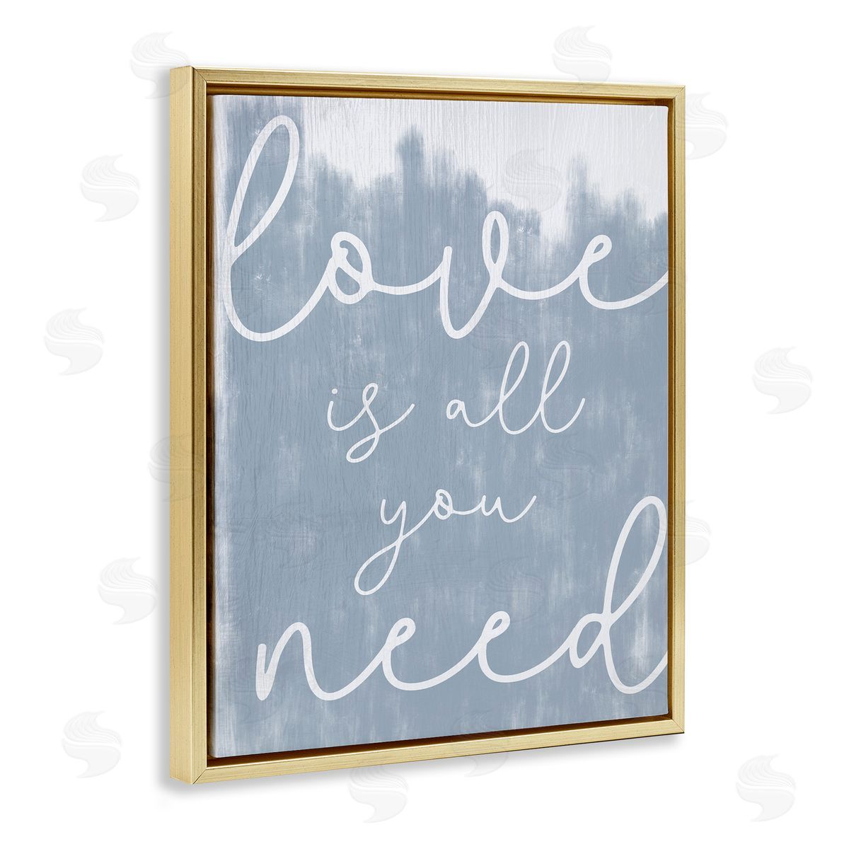 Love Is All You Blue Gold Floating Frame Canvas Wall Art, Home Decor by Stupell Studio
