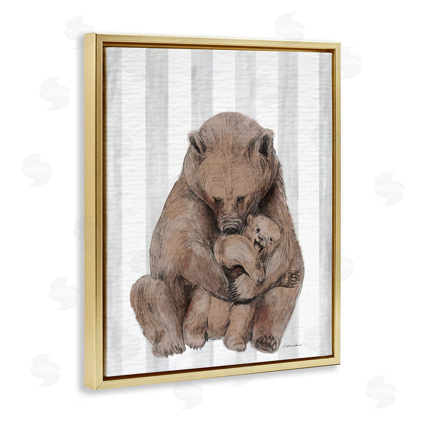 Stupell Studio | Bear and Cub Grey Stripes