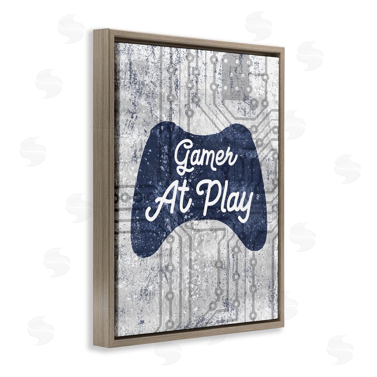 Gamer at Play Video Games Brown Floating Frame Canvas Wall Art, Home Decor by Stupell Studio
