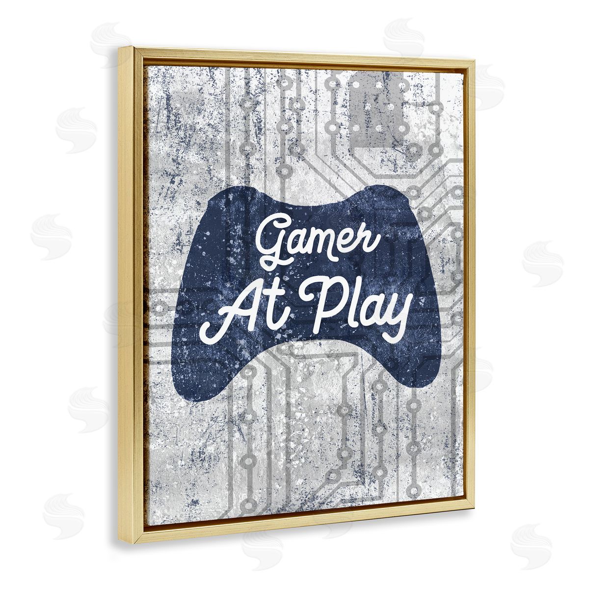 Gamer at Play Video Games Gold Floating Frame Canvas Wall Art, Home Decor by Stupell Studio