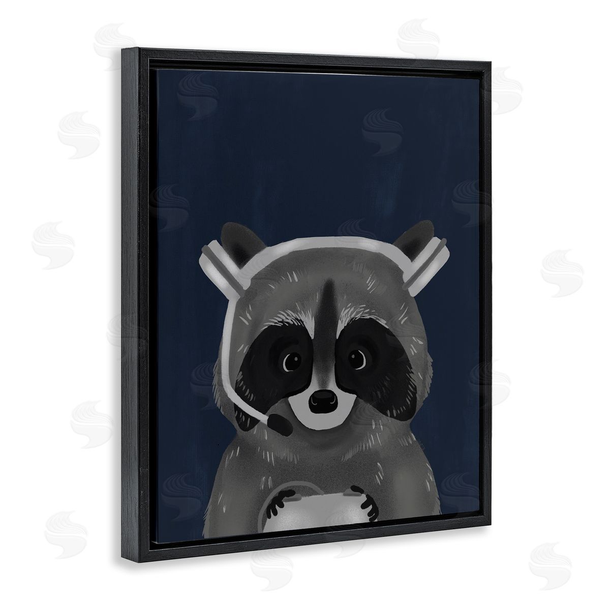 Racoon with Gaming Headset Black Floating Frame Canvas Wall Art, Home Decor by Stupell Studio
