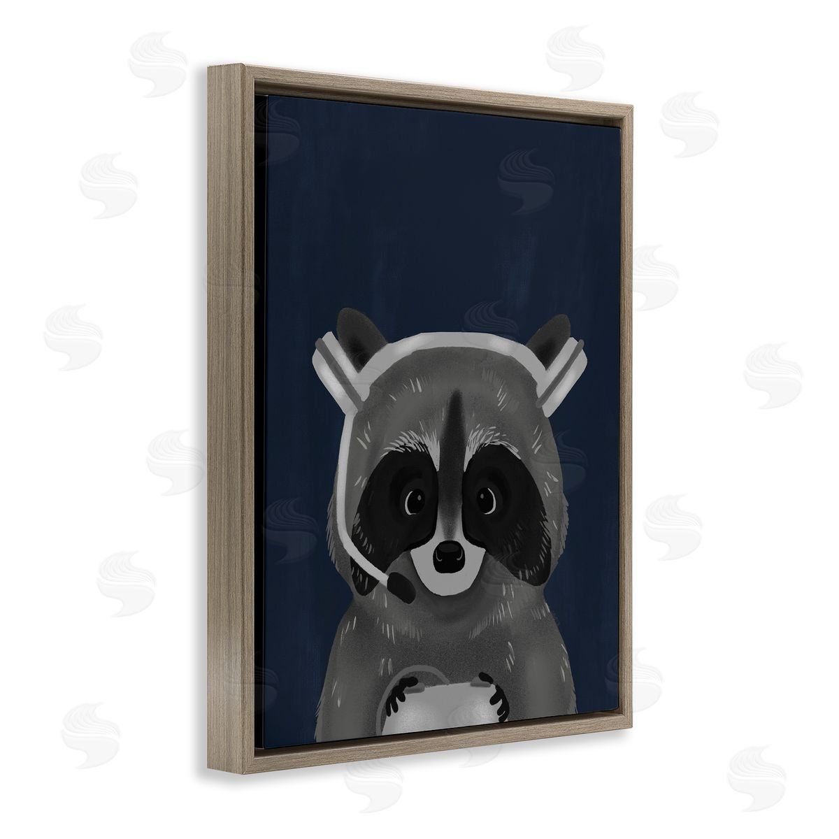 Racoon with Gaming Headset Brown Floating Frame Canvas Wall Art, Home Decor by Stupell Studio