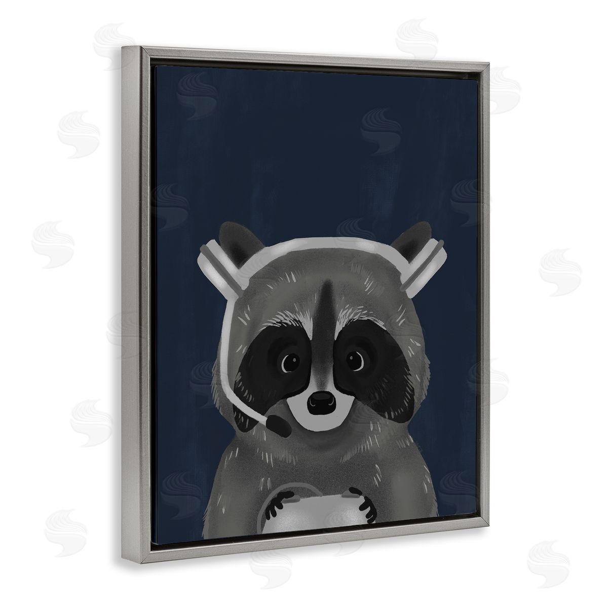 Racoon with Gaming Headset Grey Floating Frame Canvas Wall Art, Home Decor by Stupell Studio