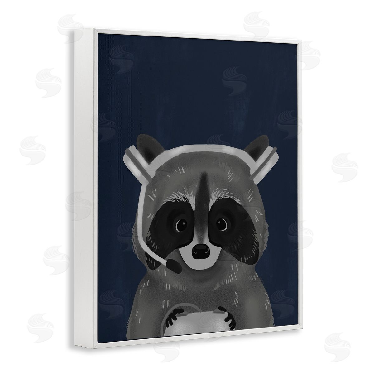 Racoon with Gaming Headset White Frame Print Wall Art, Home Decor by Stupell Studio