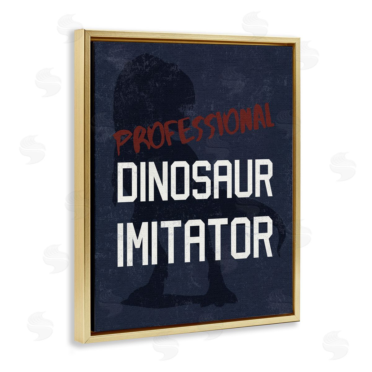 Professional Dinosaur Imitator T-Rex Gold Floating Frame Canvas Wall Art, Home Decor by Stupell Studio