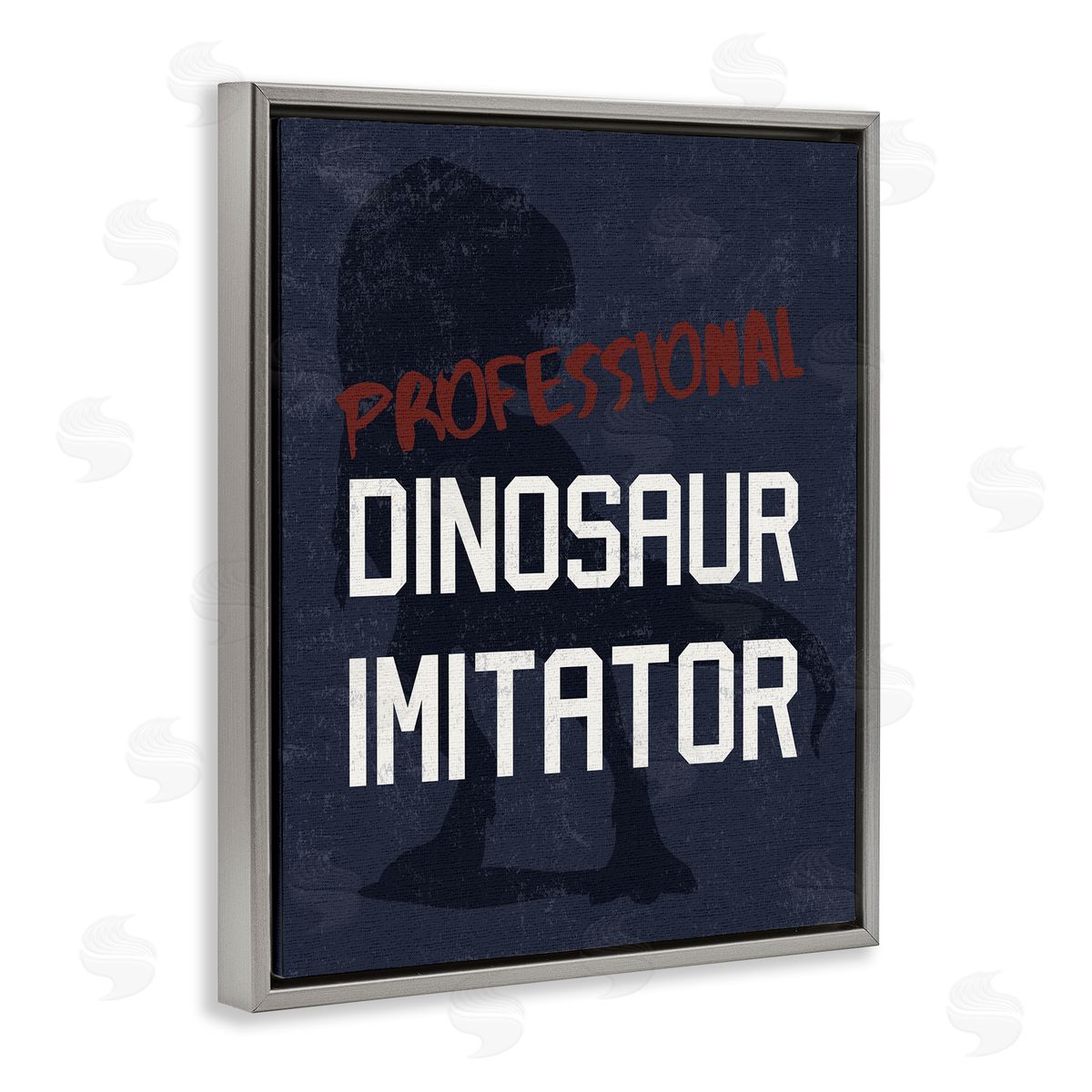 Professional Dinosaur Imitator T-Rex Grey Floating Frame Canvas Wall Art, Home Decor by Stupell Studio