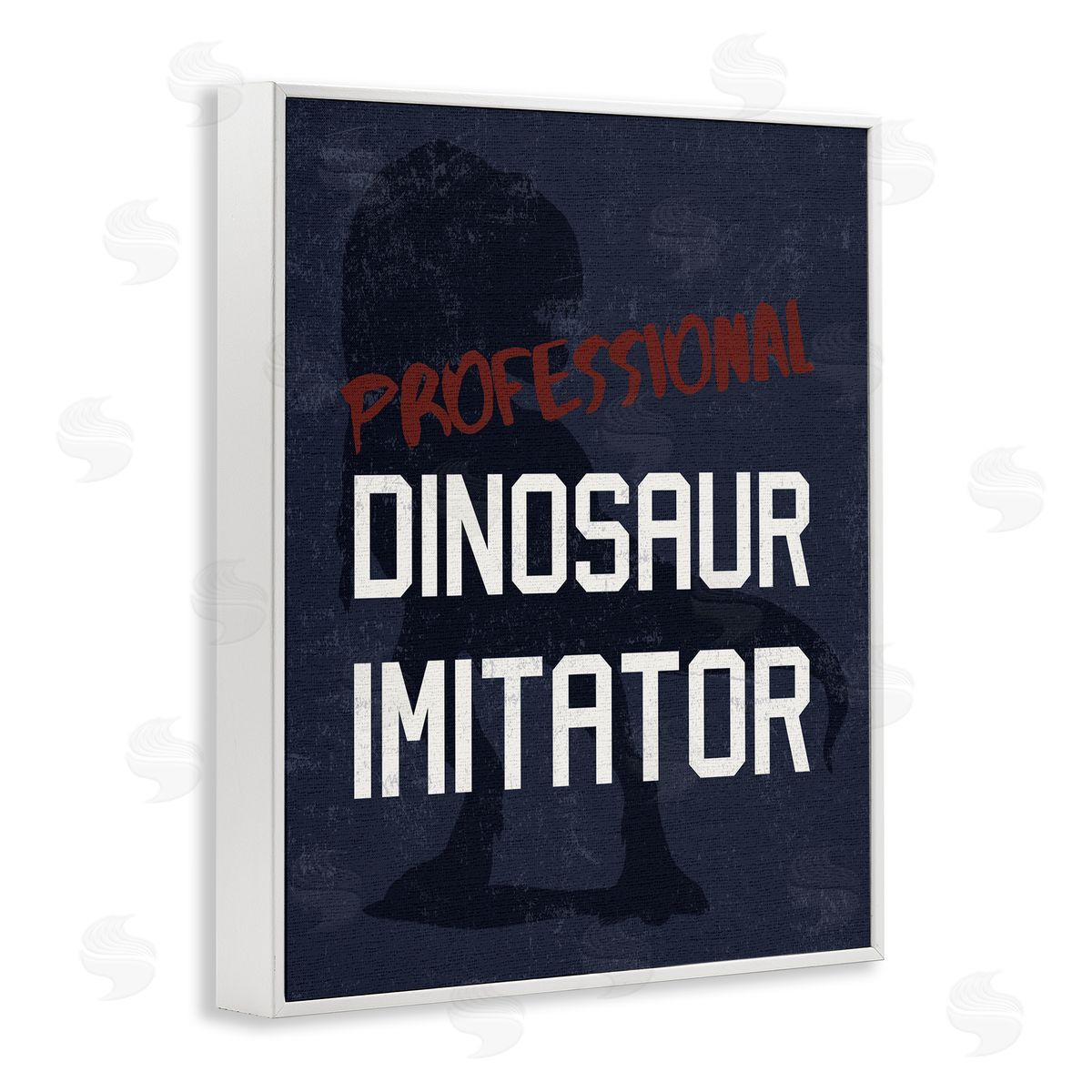 Professional Dinosaur Imitator T-Rex White Frame Print Wall Art, Home Decor by Stupell Studio