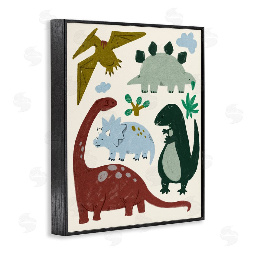 Stupell Studio | Colorful Cartoon Dinosaur Friends