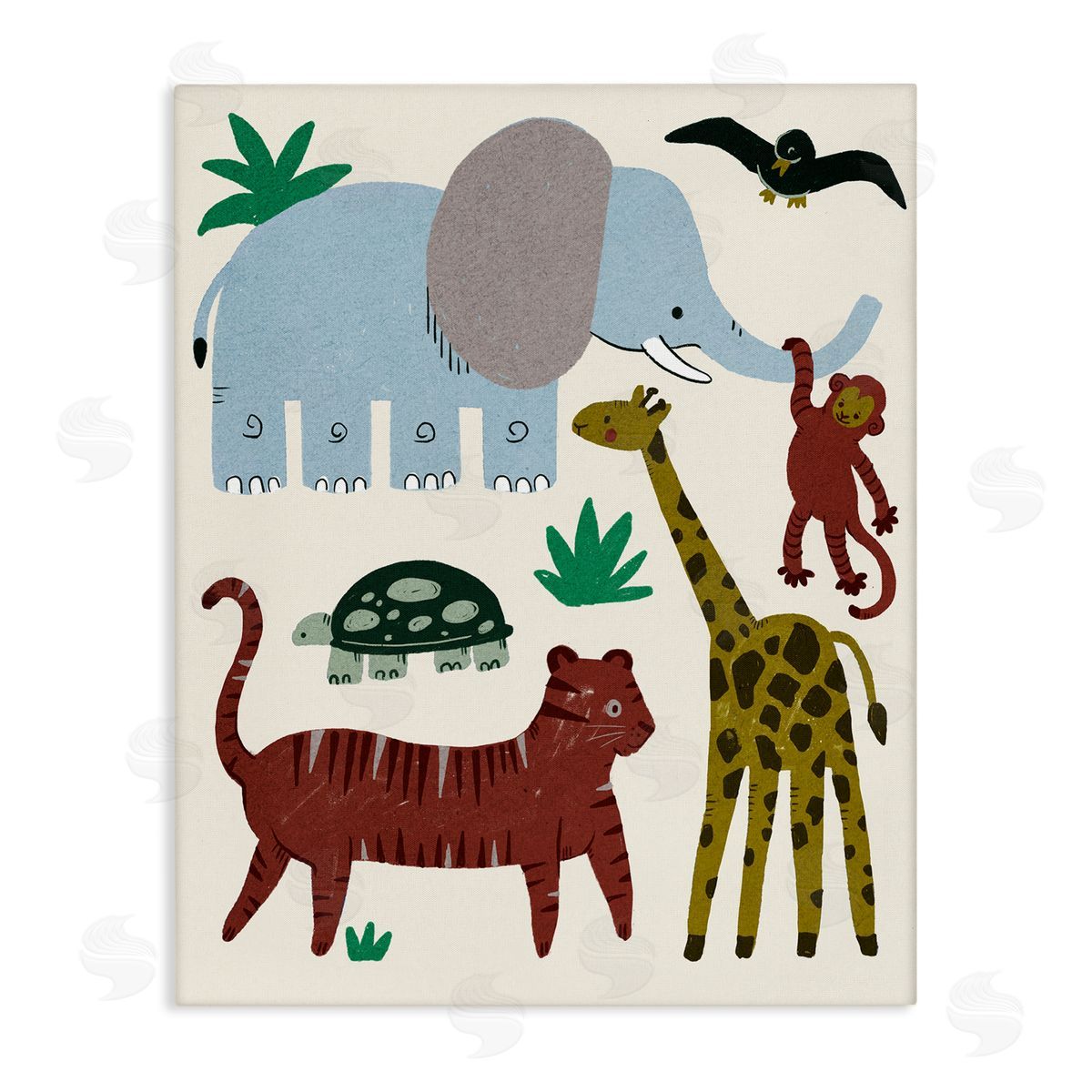 Colorful Safari Animal Friends Canvas Wall Art, Home Decor by Stupell Studio