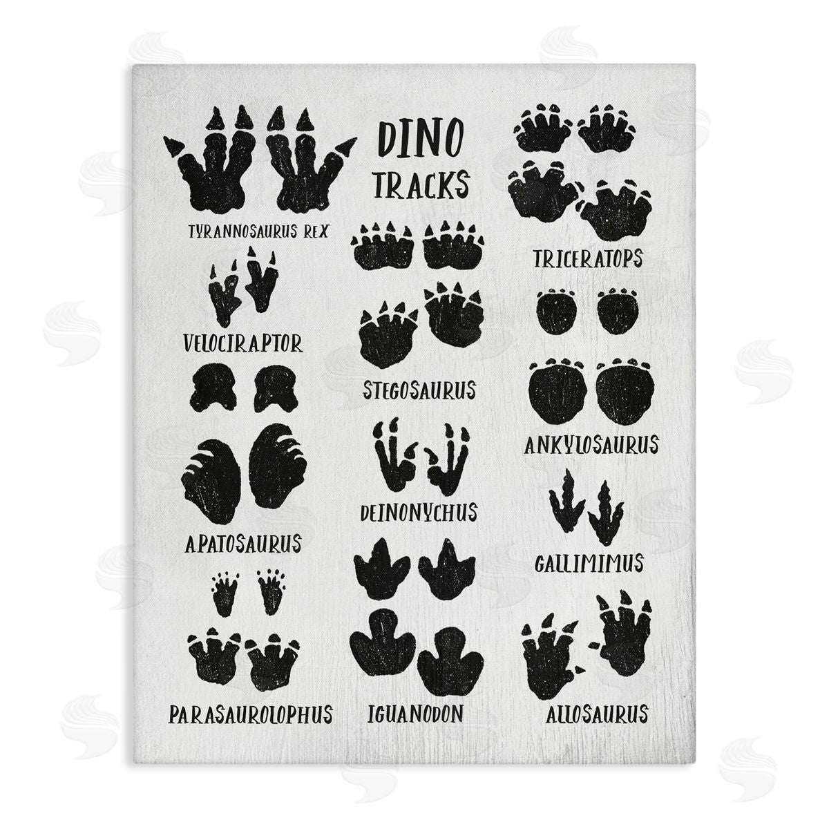 Children's Rustic Dinosaur Track Chart Canvas Wall Art, Home Decor by Stupell Studio