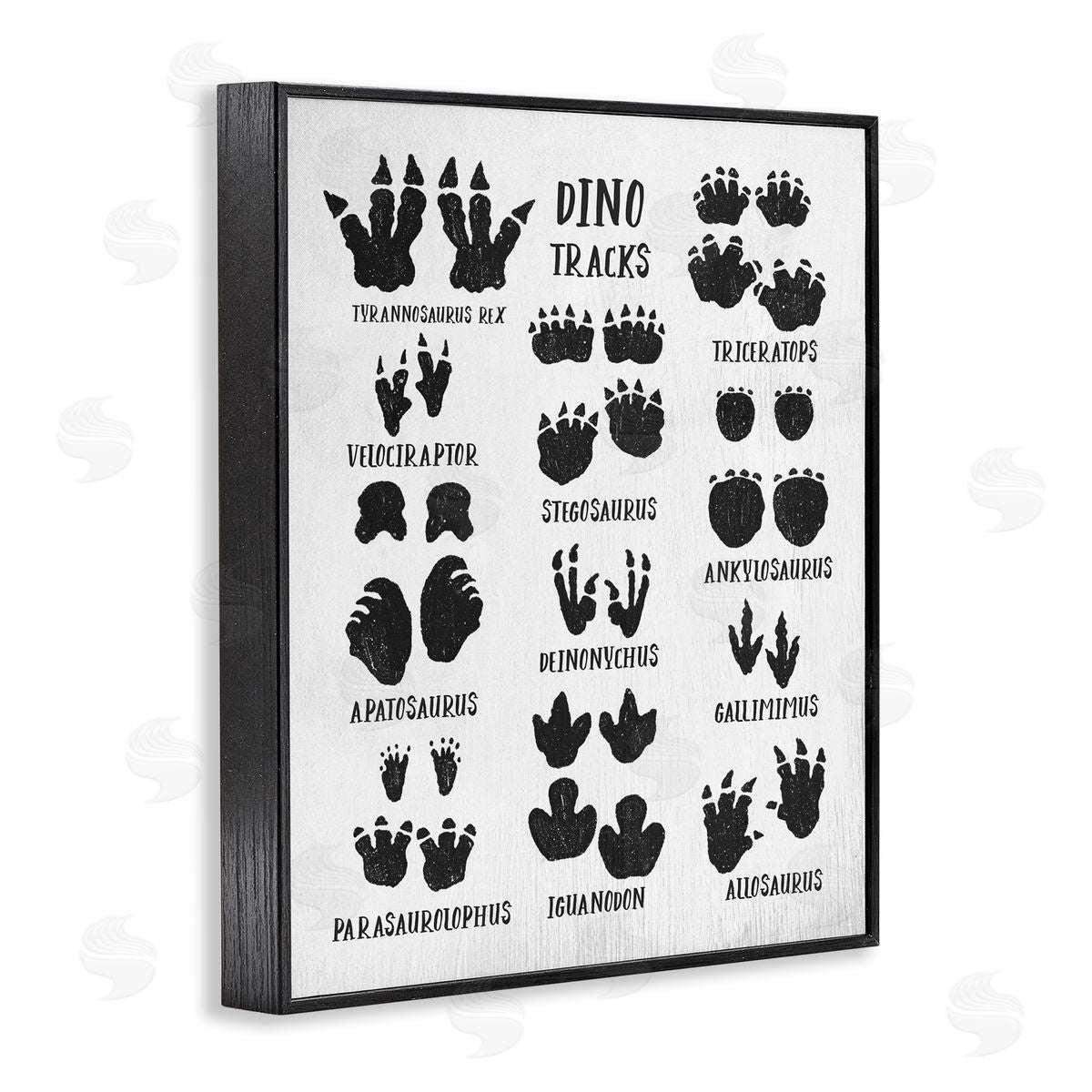 Children's Rustic Dinosaur Track Chart Black Frame Print Wall Art, Home Decor by Stupell Studio