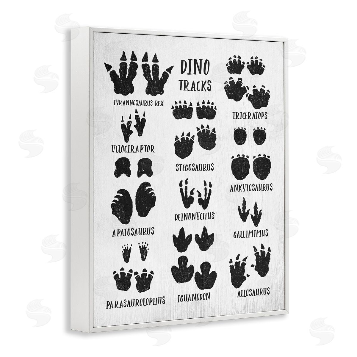 Children's Rustic Dinosaur Track Chart White Frame Print Wall Art, Home Decor by Stupell Studio
