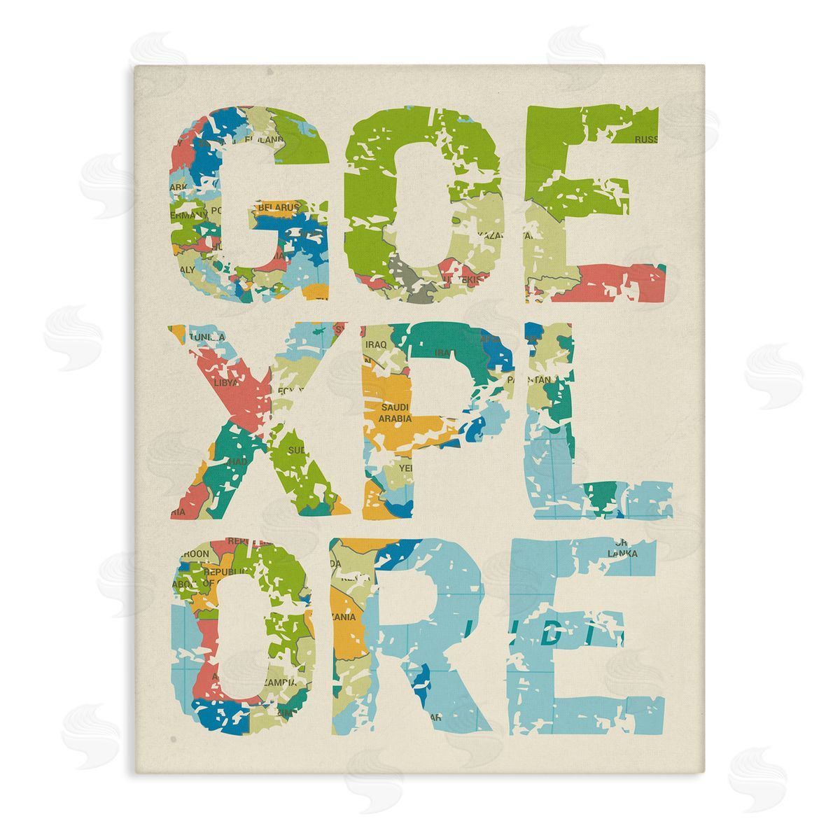 Go Explore Map Typography Canvas Wall Art, Home Decor by Stupell Studio