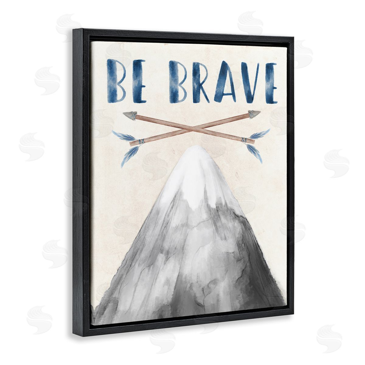 Be Brave Mountain & Arrows Black Floating Frame Canvas Wall Art, Home Decor by Stupell Studio