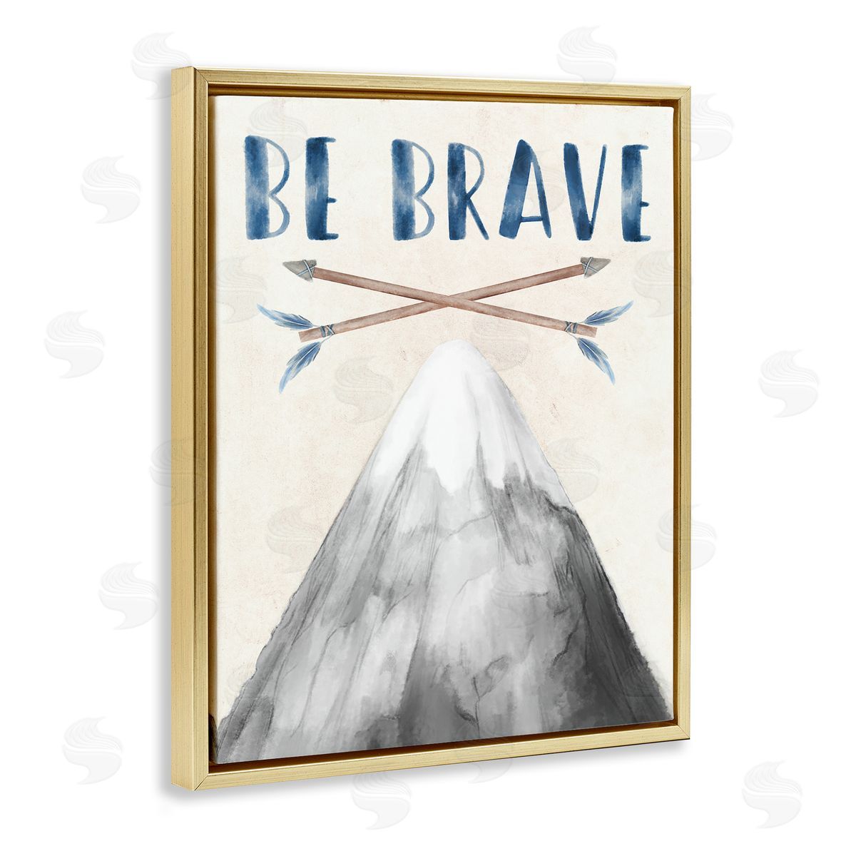 Be Brave Mountain & Arrows Gold Floating Frame Canvas Wall Art, Home Decor by Stupell Studio