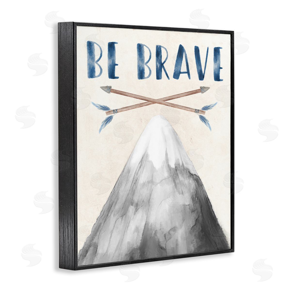 Be Brave Mountain & Arrows Black Frame Print Wall Art, Home Decor by Stupell Studio