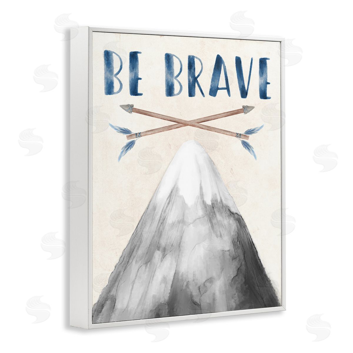 Be Brave Mountain & Arrows White Frame Print Wall Art, Home Decor by Stupell Studio