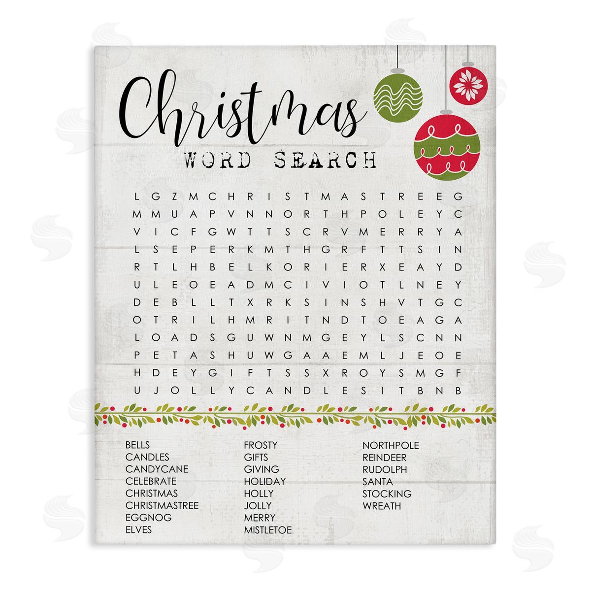 Christmas Word Search Activity Canvas Wall Art, Home Decor by Stupell Studio