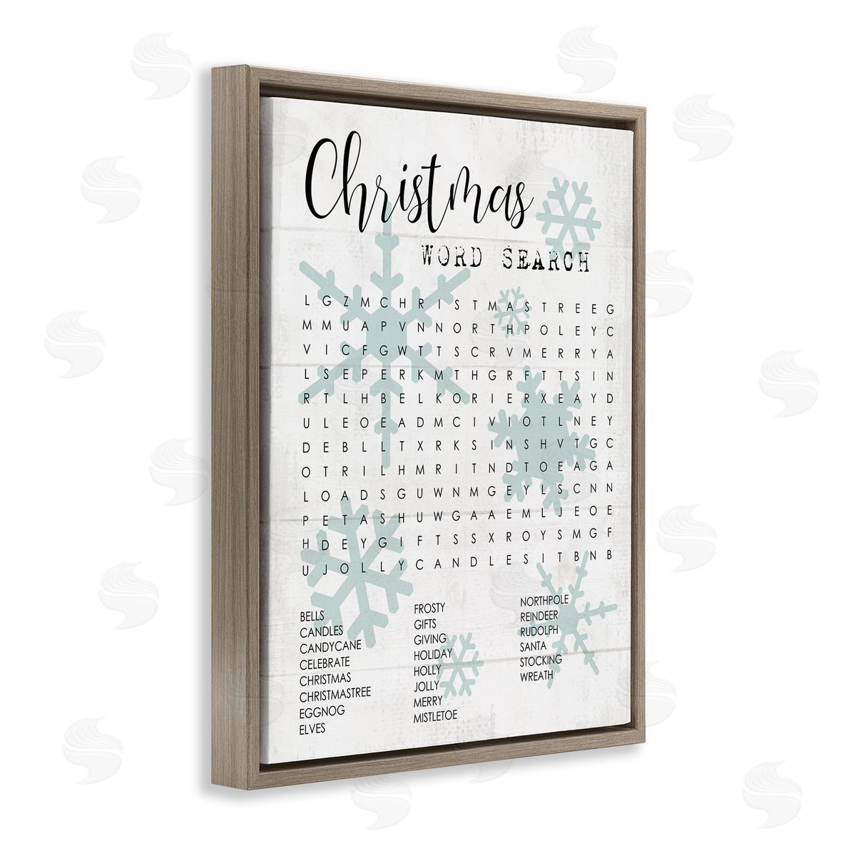 Winter Holiday Word Search Activity Brown Floating Frame Canvas Wall Art, Home Decor by Stupell Studio