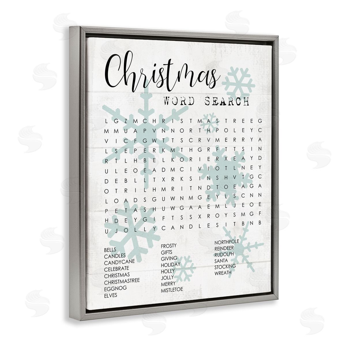 Winter Holiday Word Search Activity Grey Floating Frame Canvas Wall Art, Home Decor by Stupell Studio