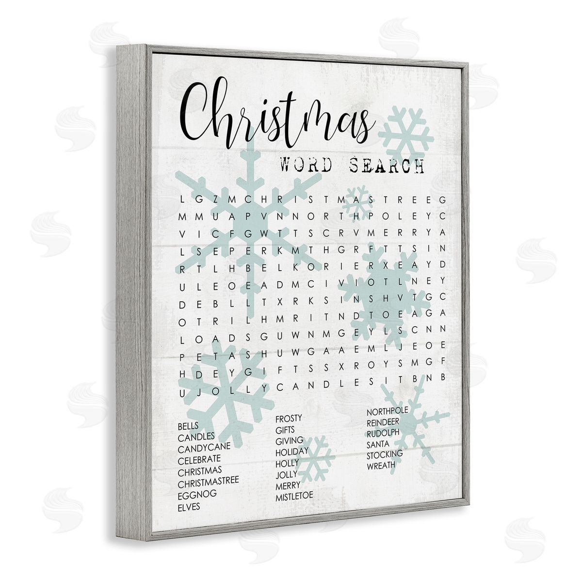 Winter Holiday Word Search Activity Grey Frame Print Wall Art, Home Decor by Stupell Studio
