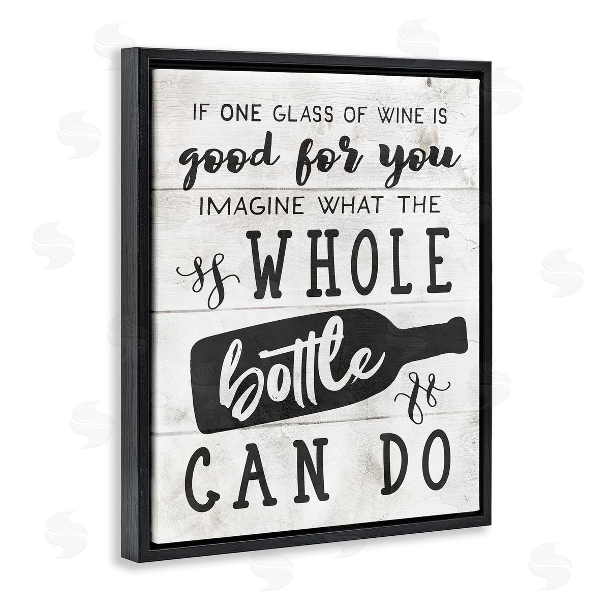 Glass or Bottle of Wine Funny Black Floating Frame Canvas Wall Art, Home Decor by Stupell Studio