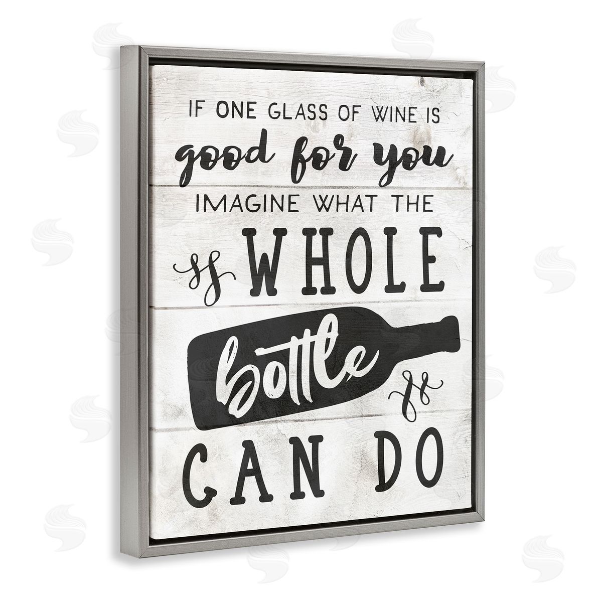 Glass or Bottle of Wine Funny Grey Floating Frame Canvas Wall Art, Home Decor by Stupell Studio