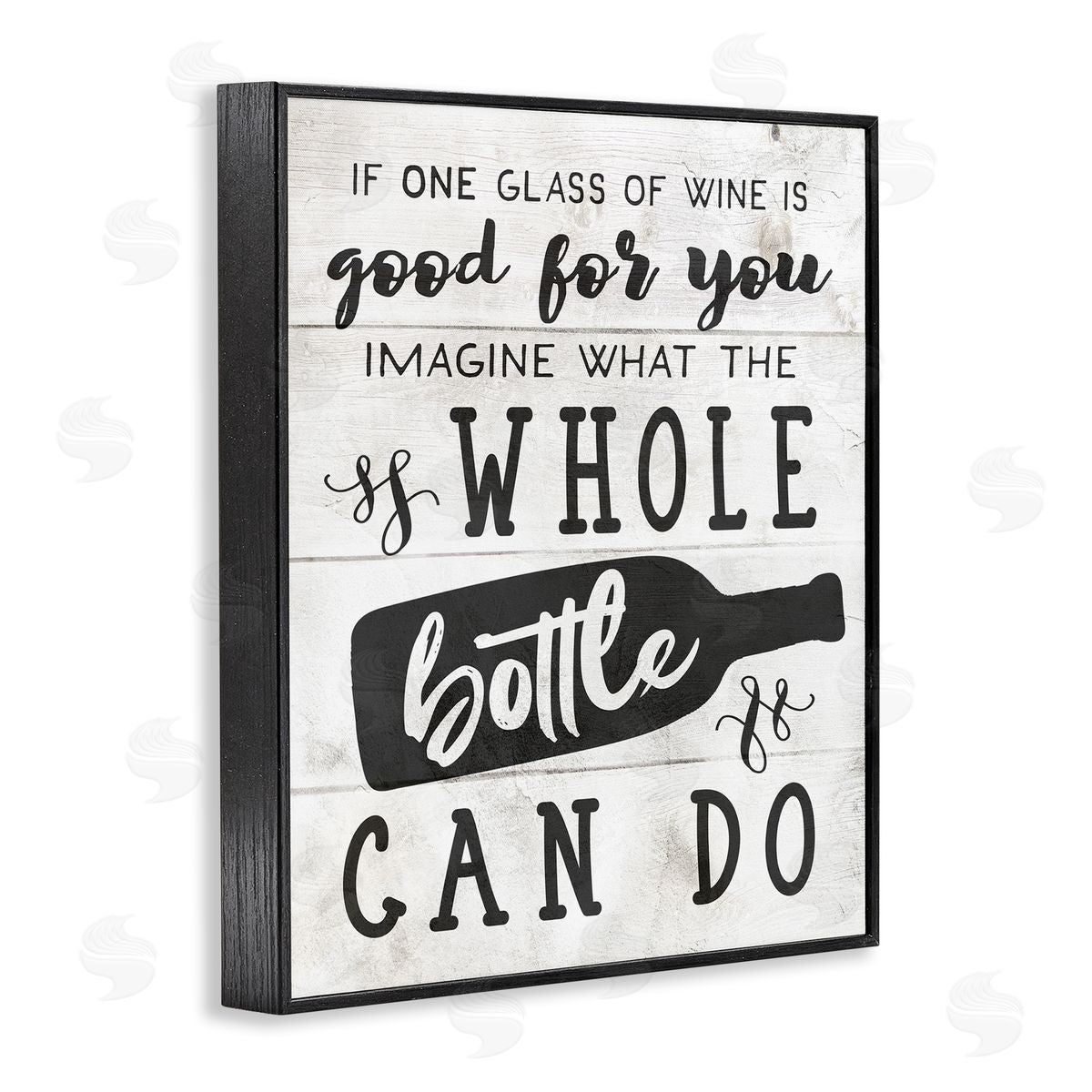 Glass or Bottle of Wine Funny Black Frame Print Wall Art, Home Decor by Stupell Studio