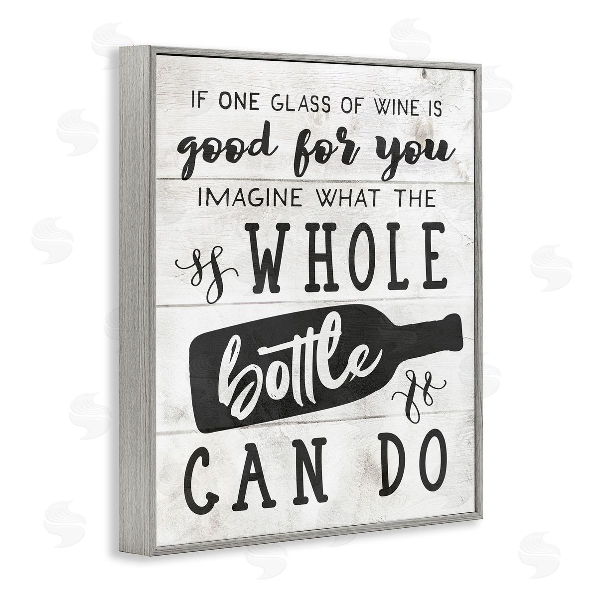 Glass or Bottle of Wine Funny Grey Frame Print Wall Art, Home Decor by Stupell Studio