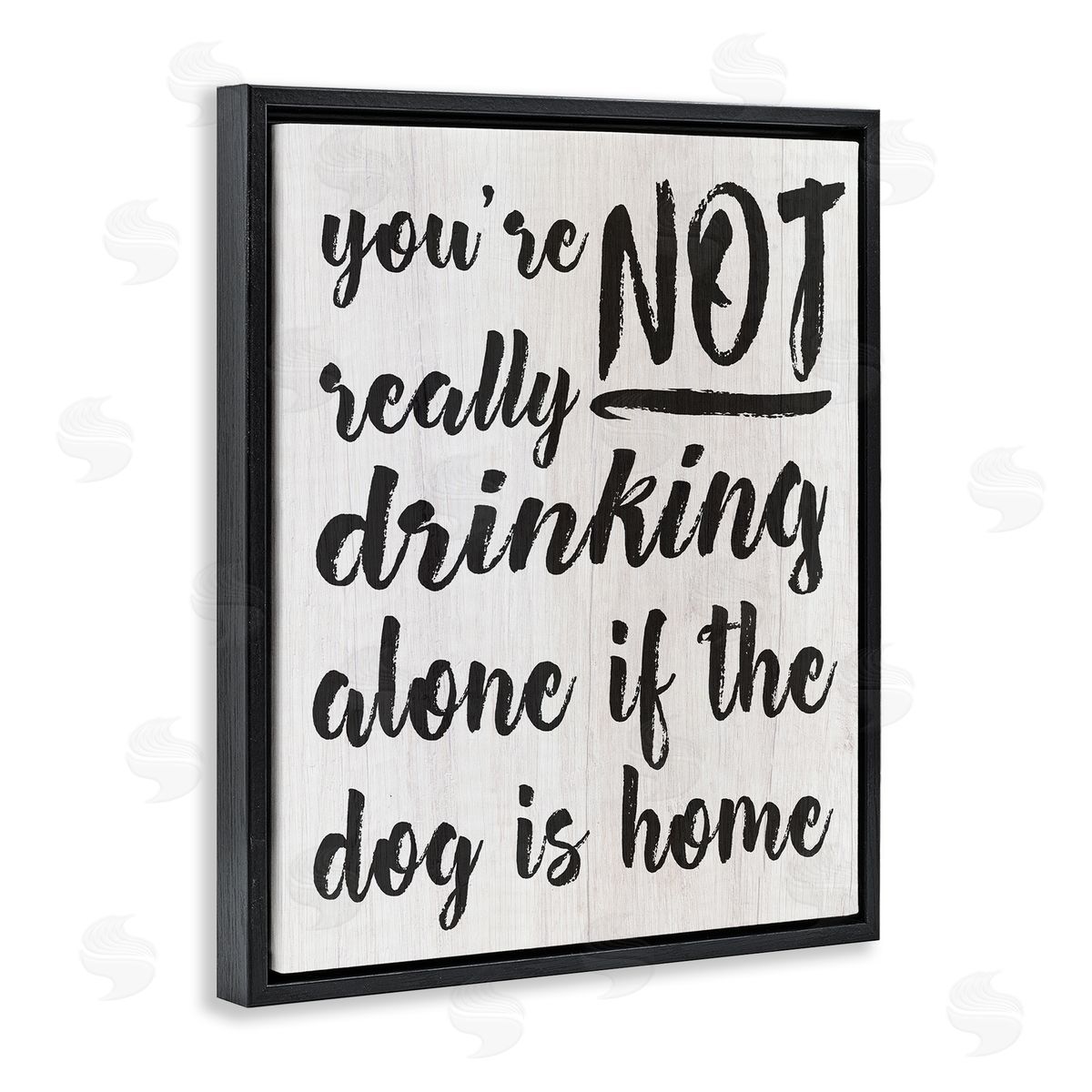 Not Drinking Alone with Dog Black Floating Frame Canvas Wall Art, Home Decor by Stupell Studio