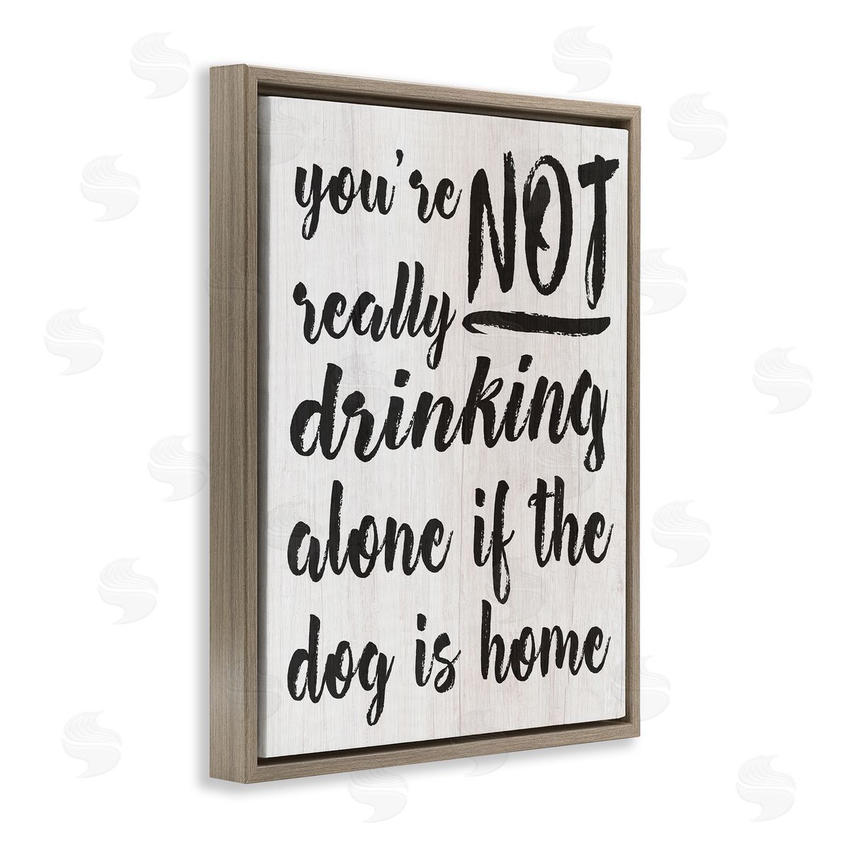 Not Drinking Alone with Dog Brown Floating Frame Canvas Wall Art, Home Decor by Stupell Studio