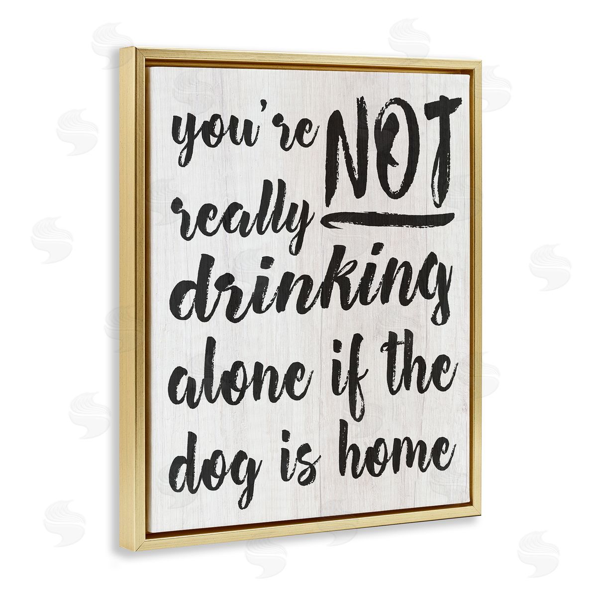Not Drinking Alone with Dog Gold Floating Frame Canvas Wall Art, Home Decor by Stupell Studio