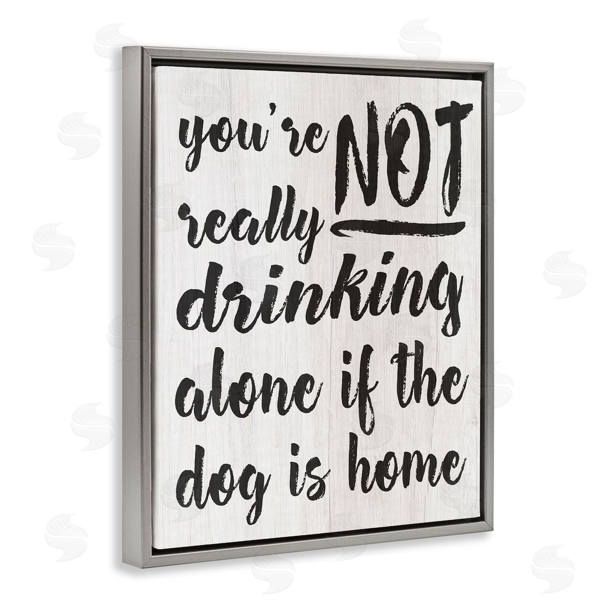 Not Drinking Alone with Dog Grey Floating Frame Canvas Wall Art, Home Decor by Stupell Studio