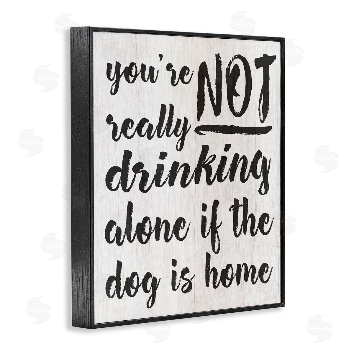 Not Drinking Alone with Dog Black Frame Print Wall Art, Home Decor by Stupell Studio