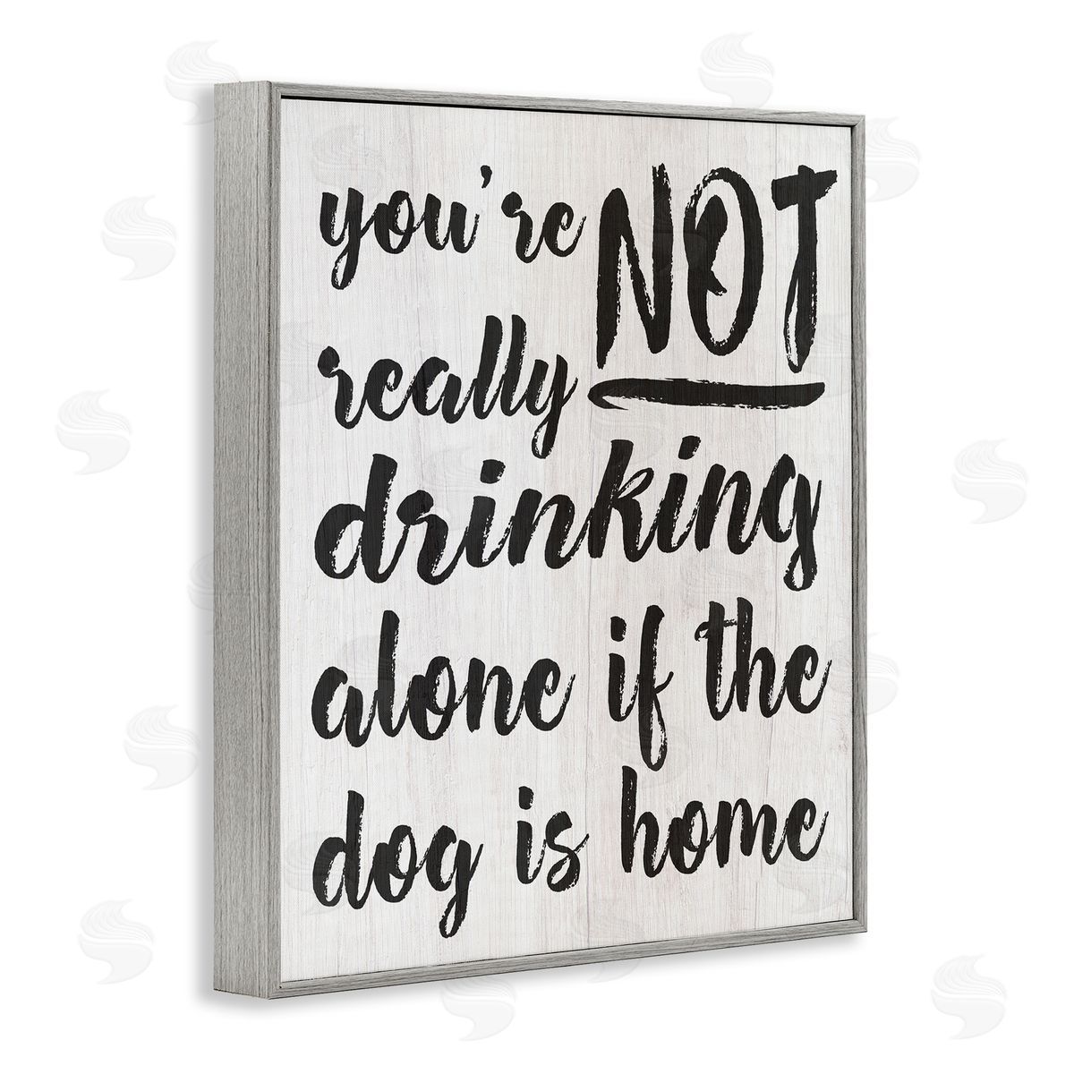 Not Drinking Alone with Dog Grey Frame Print Wall Art, Home Decor by Stupell Studio