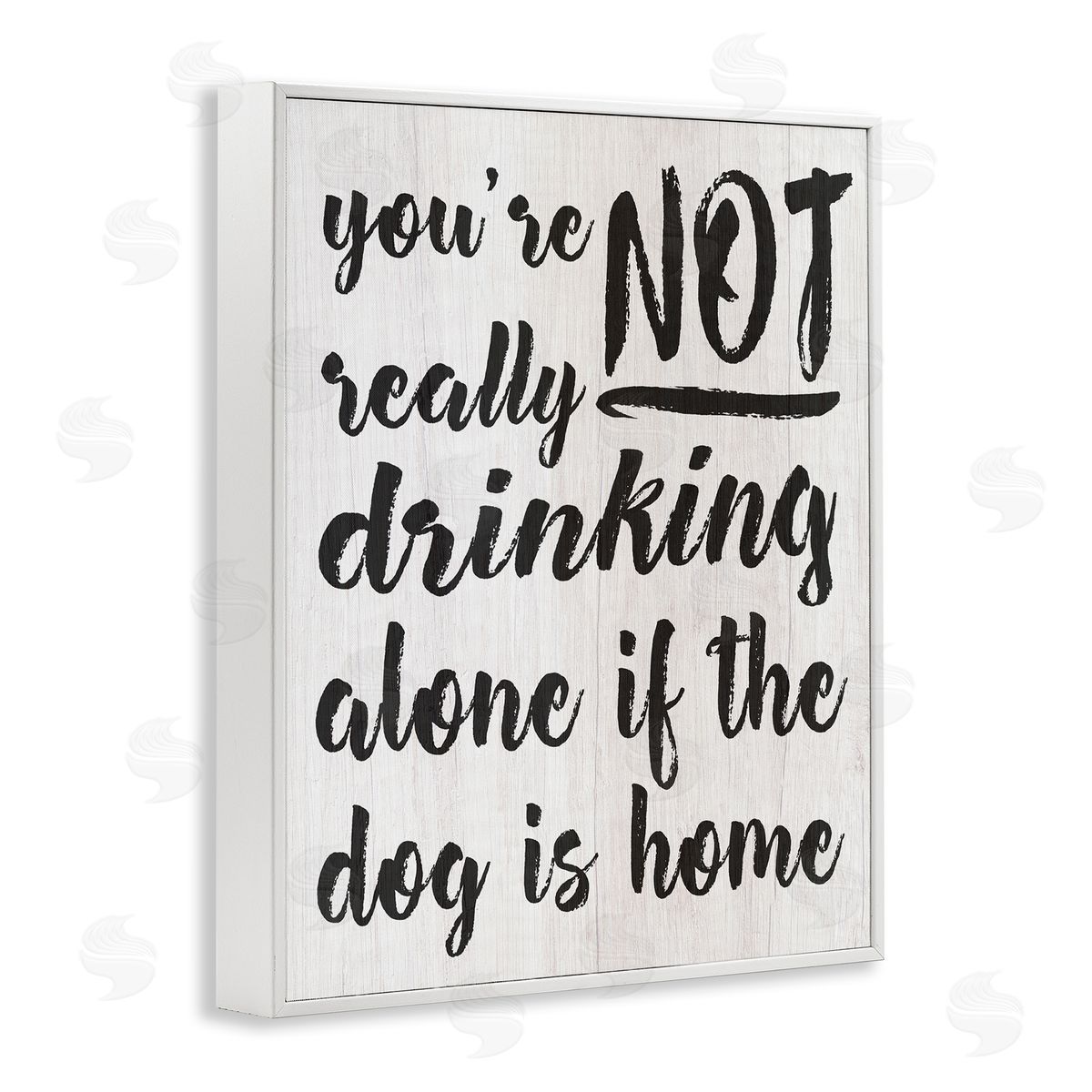 Not Drinking Alone with Dog White Frame Print Wall Art, Home Decor by Stupell Studio