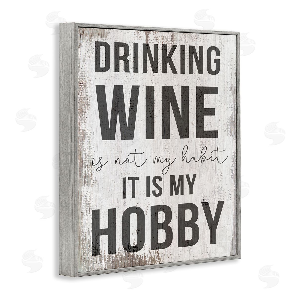 Drinking Wine is My Hobby Grey Frame Print Wall Art, Home Decor by Stupell Studio